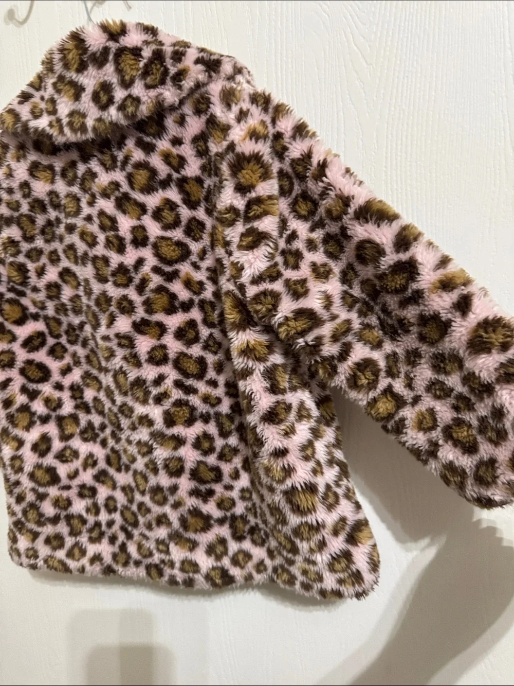 Gymboree Faux Fur Leopard Button Winter Coat Girls XS 3 4 Warm Animal Print